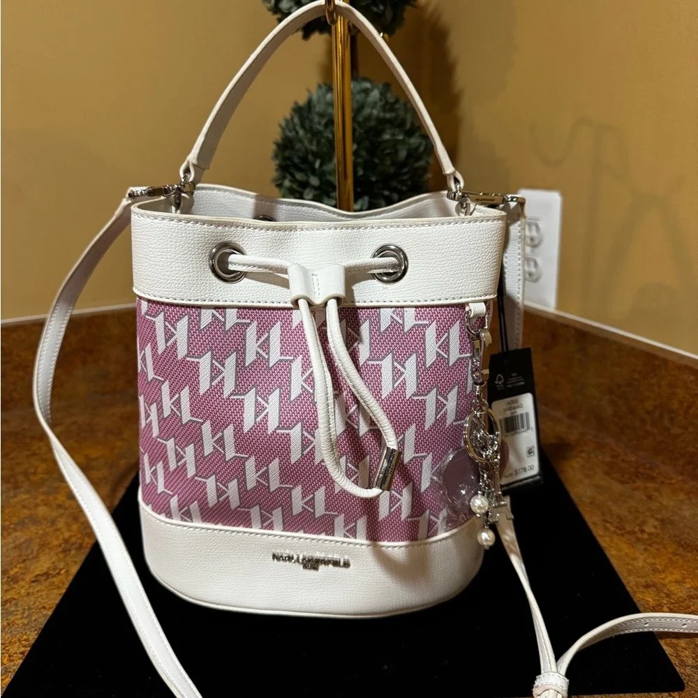 Karl Lagerfeld Pink and Cream Shoulder Bag, NWT - Picture 2 of 8